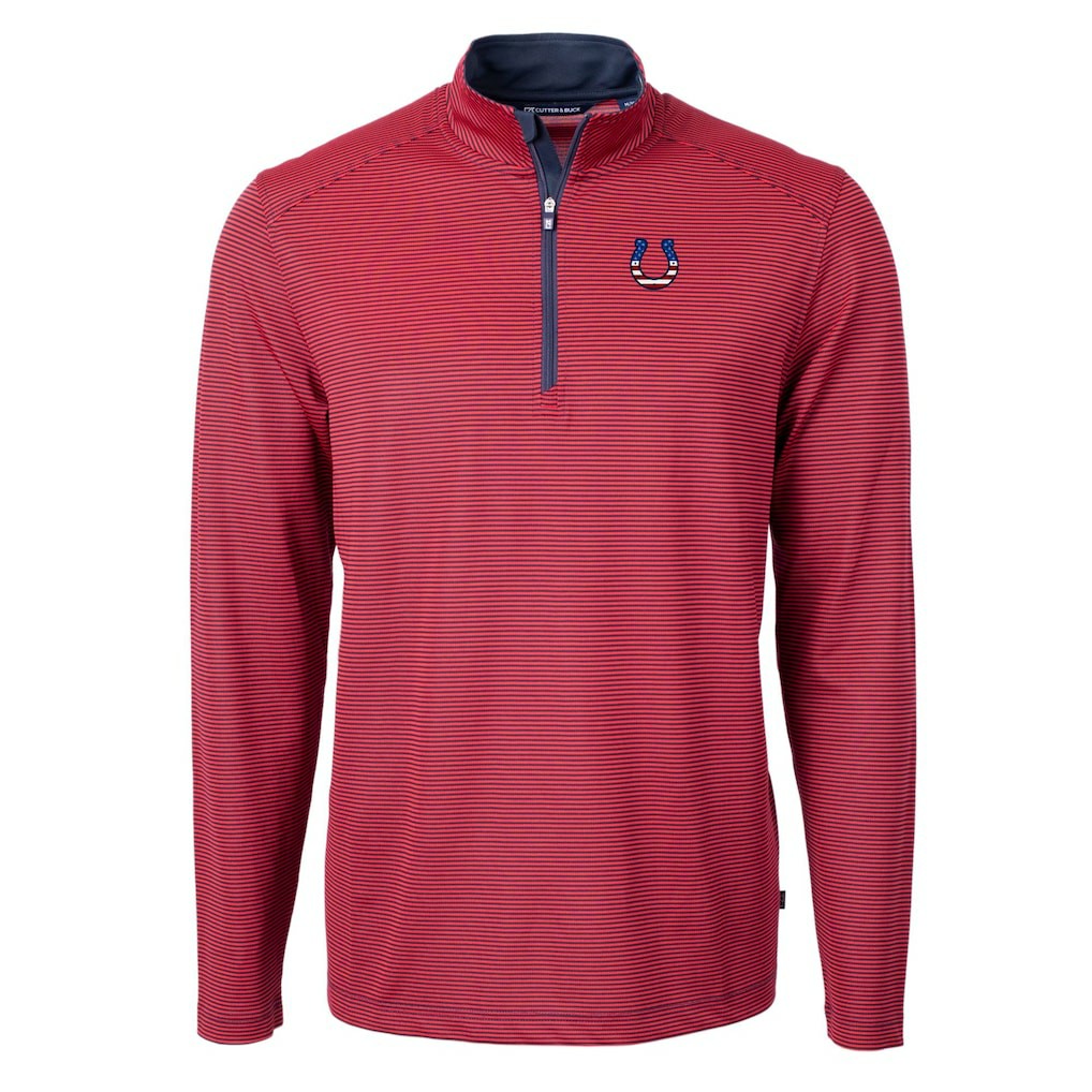 Cutter & Buck Virtue Eco Pique Micro Stripe Recycled Quarter-Zip Pullover Top - Indianapolis Colts Pullover