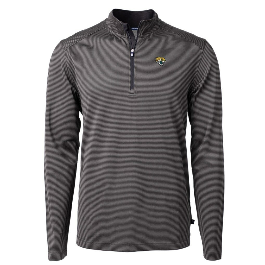 Cutter & Buck Virtue Eco Pique Micro Stripe Recycled Quarter-Zip Pullover Top - Jacksonville Jaguars Pullover