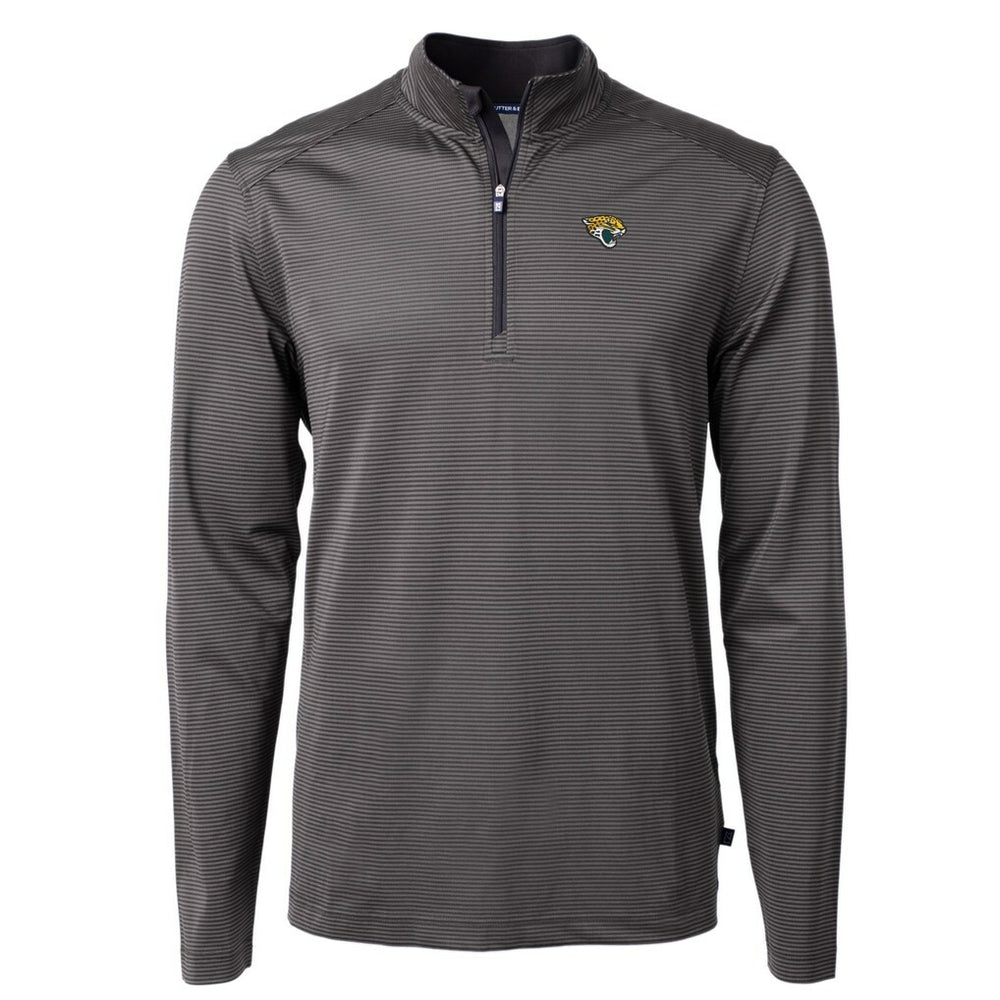 Cutter & Buck Virtue Eco Pique Micro Stripe Recycled Quarter-Zip Pullover Top - Jacksonville Jaguars Pullover