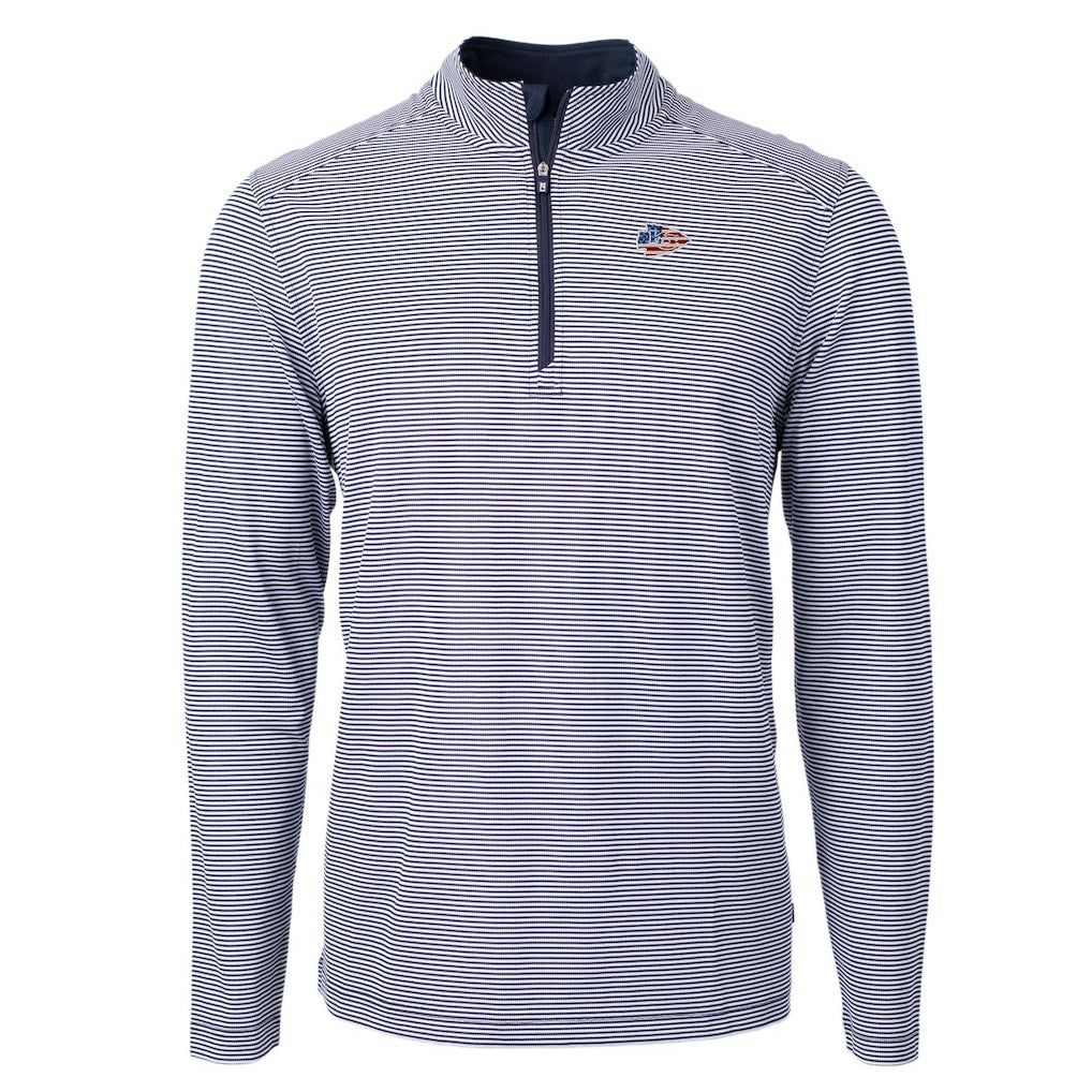 Cutter & Buck Virtue Eco Pique Micro Stripe Recycled Quarter-Zip Pullover Top - Kansas City Chiefs Pullover