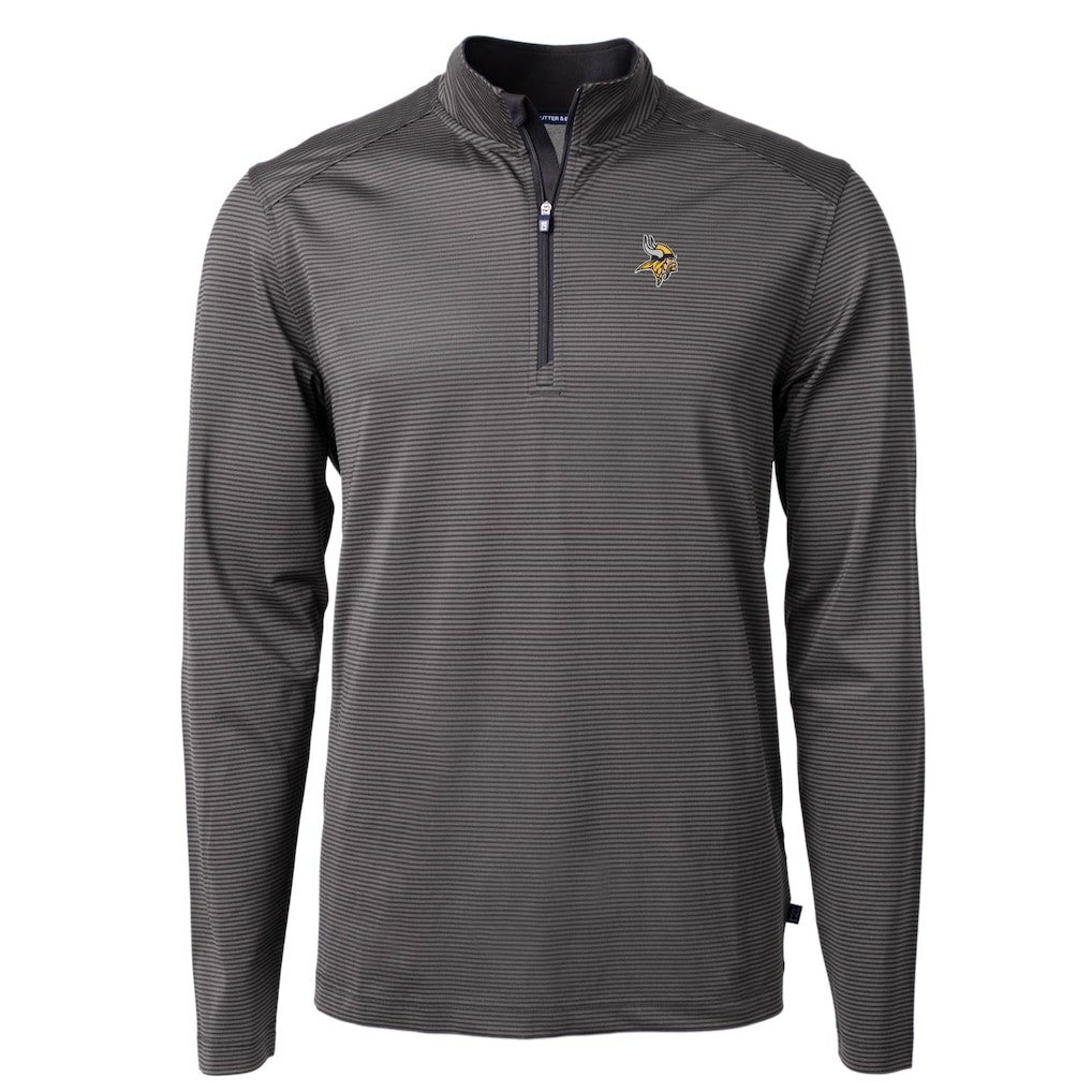 Cutter & Buck Virtue Eco Pique Micro Stripe Recycled Quarter-Zip Pullover Top - Minnesota Vikings Pullover