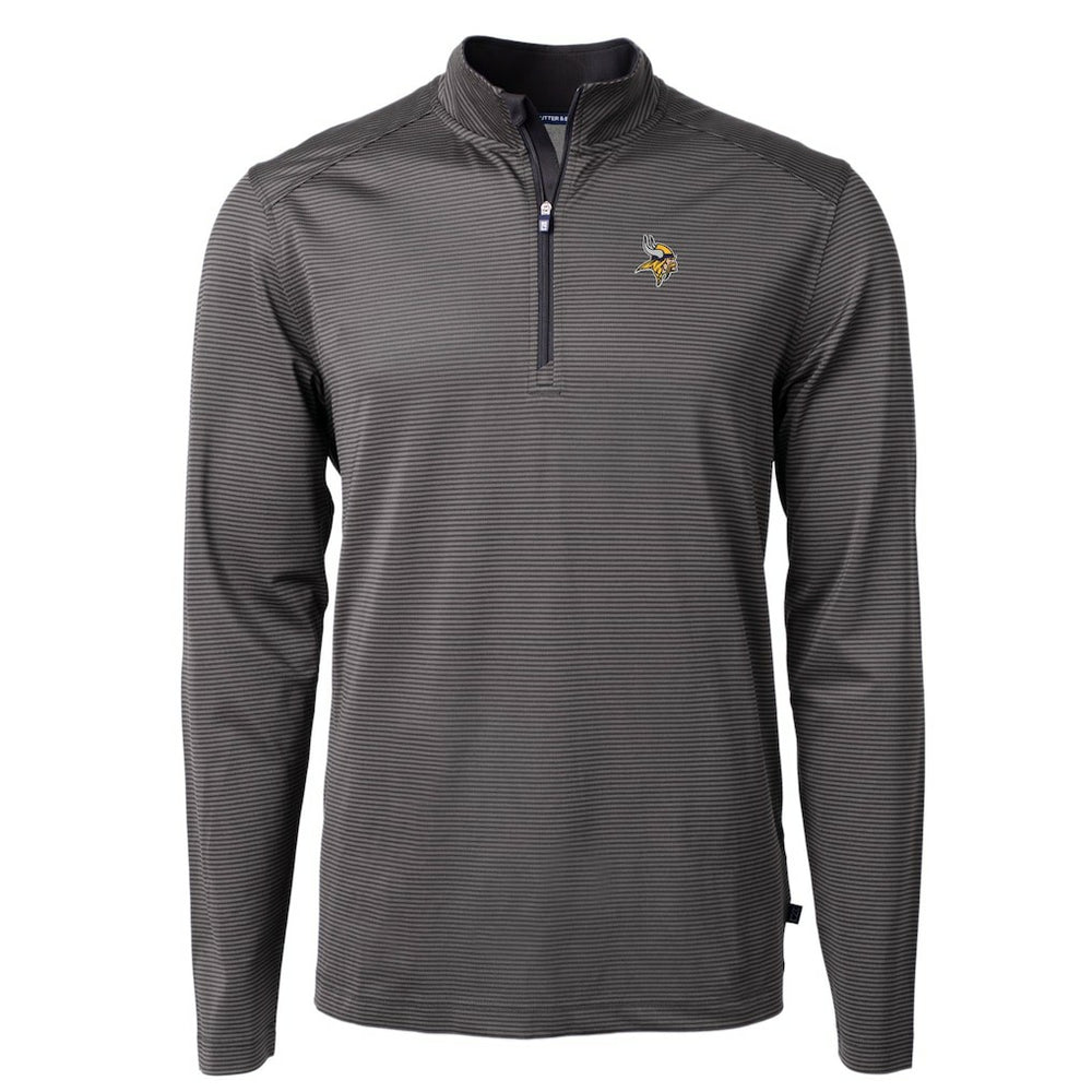 Cutter & Buck Virtue Eco Pique Micro Stripe Recycled Quarter-Zip Pullover Top - Minnesota Vikings Pullover