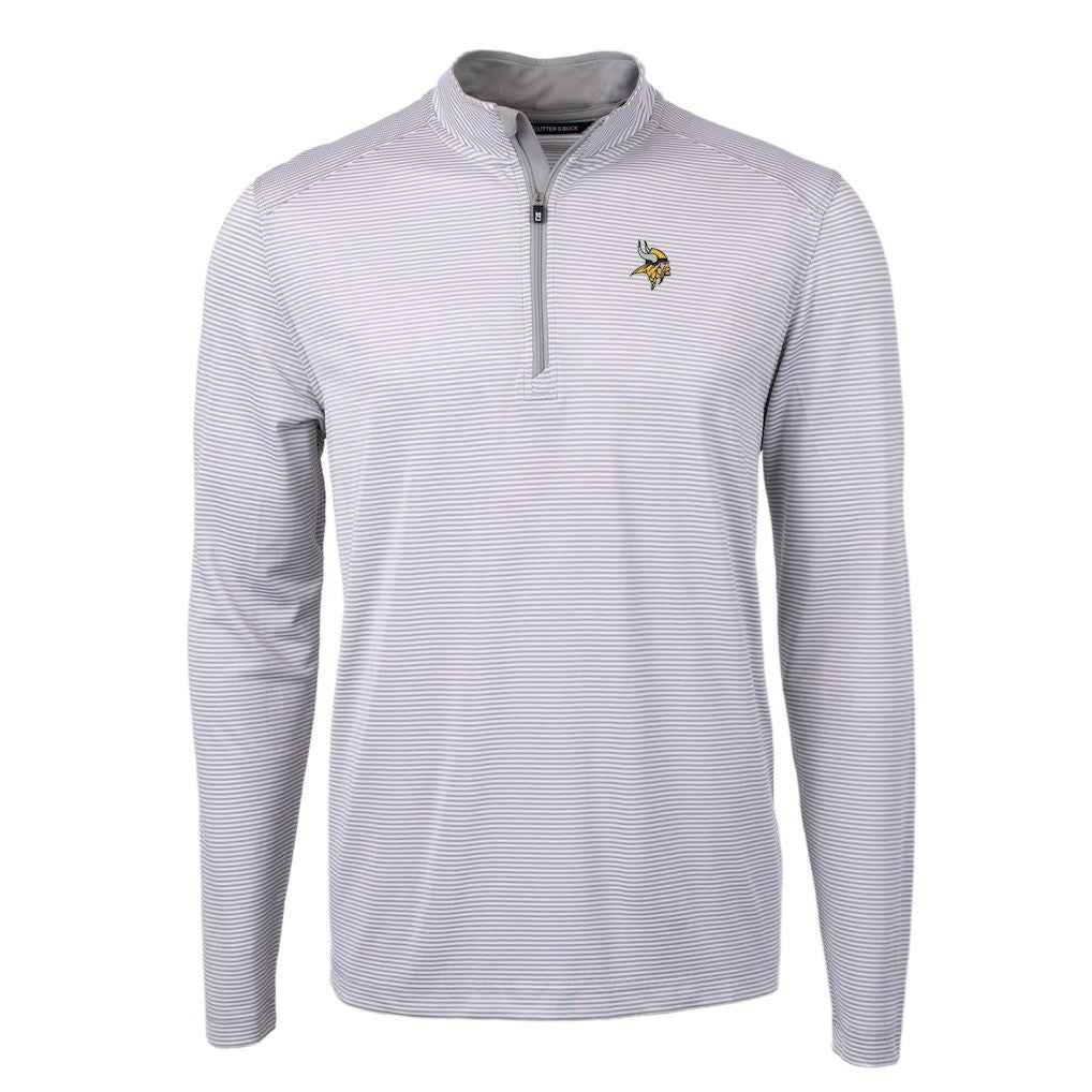Cutter & Buck Virtue Eco Pique Micro Stripe Recycled Quarter-Zip Pullover Top - Minnesota Vikings Pullover