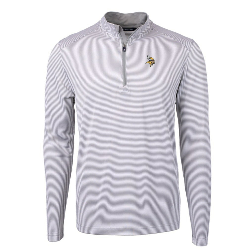 Cutter & Buck Virtue Eco Pique Micro Stripe Recycled Quarter-Zip Pullover Top - Minnesota Vikings Pullover