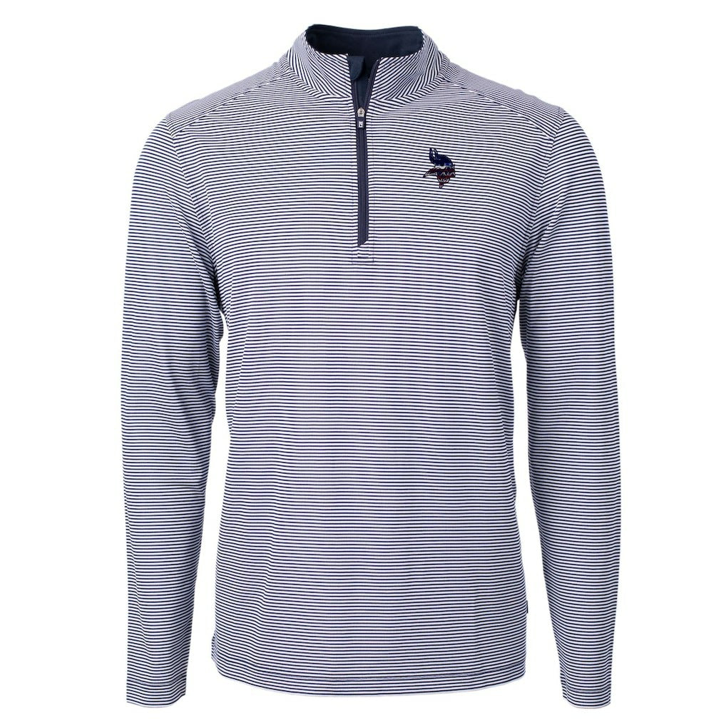 Cutter & Buck Virtue Eco Pique Micro Stripe Recycled Quarter-Zip Pullover Top - Minnesota Vikings Pullover