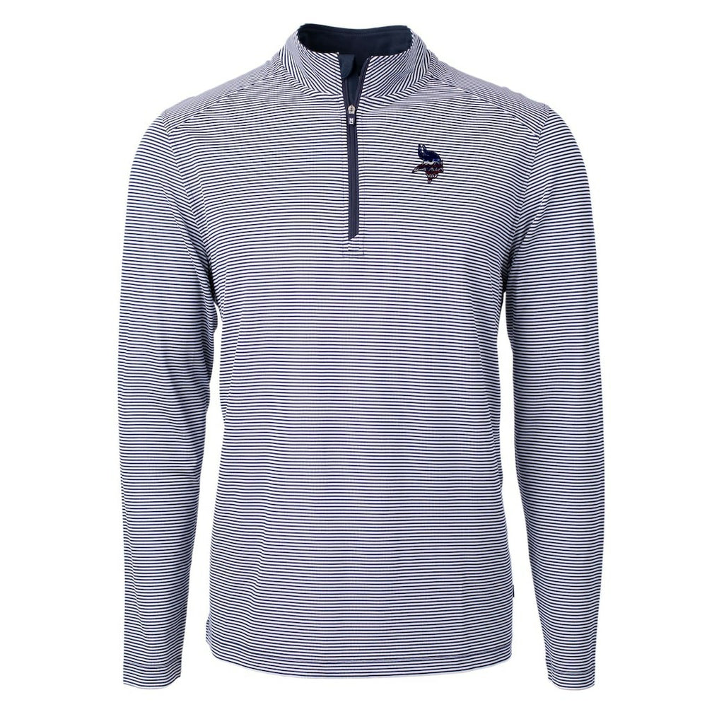 Cutter & Buck Virtue Eco Pique Micro Stripe Recycled Quarter-Zip Pullover Top - Minnesota Vikings Pullover