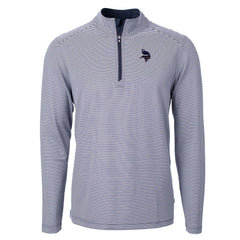 Cutter & Buck Virtue Eco Pique Micro Stripe Recycled Quarter-Zip Pullover Top - Minnesota Vikings Pullover
