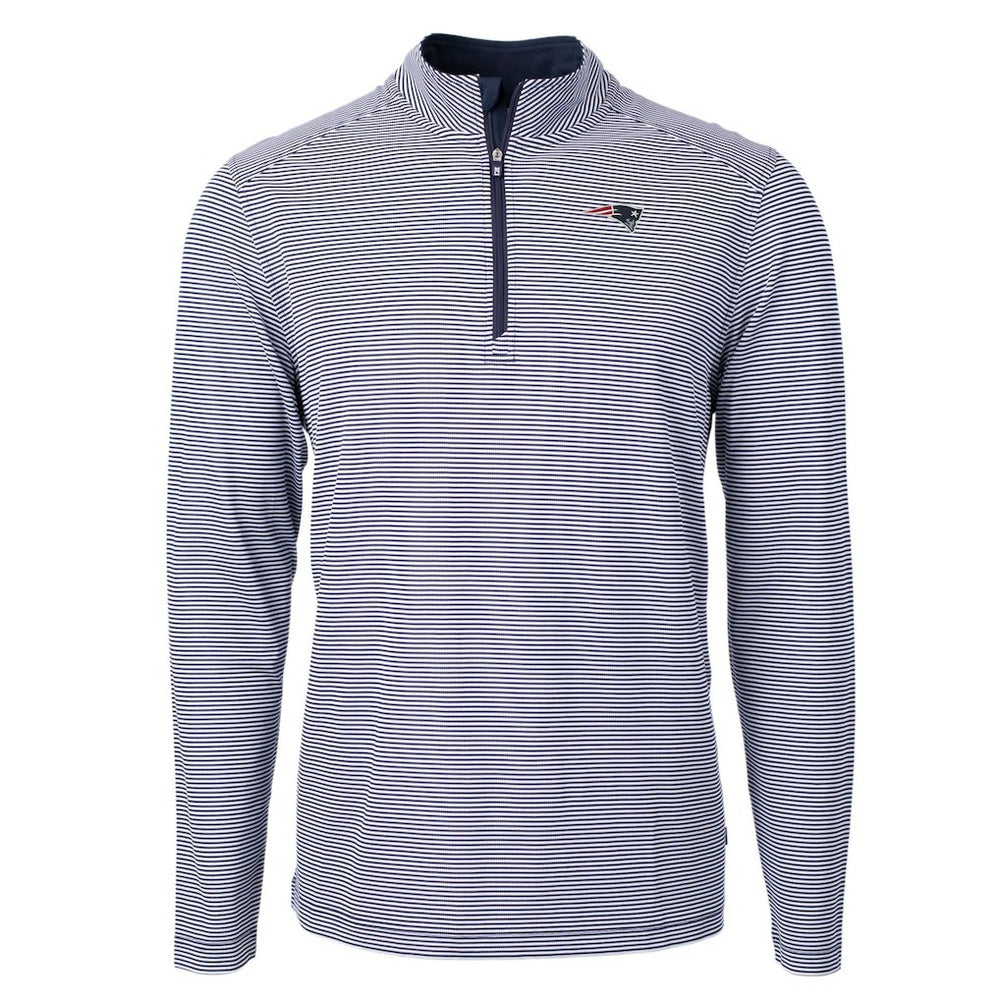 Cutter & Buck Virtue Eco Pique Micro Stripe Recycled Quarter-Zip Pullover Top - New England Patriots Pullover