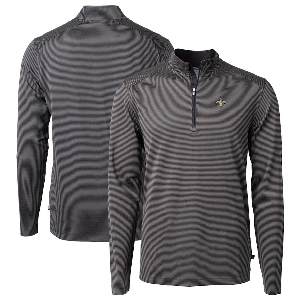 Cutter & Buck Virtue Eco Pique Micro Stripe Recycled Quarter-Zip Pullover Top - New Orleans Saints Pullover