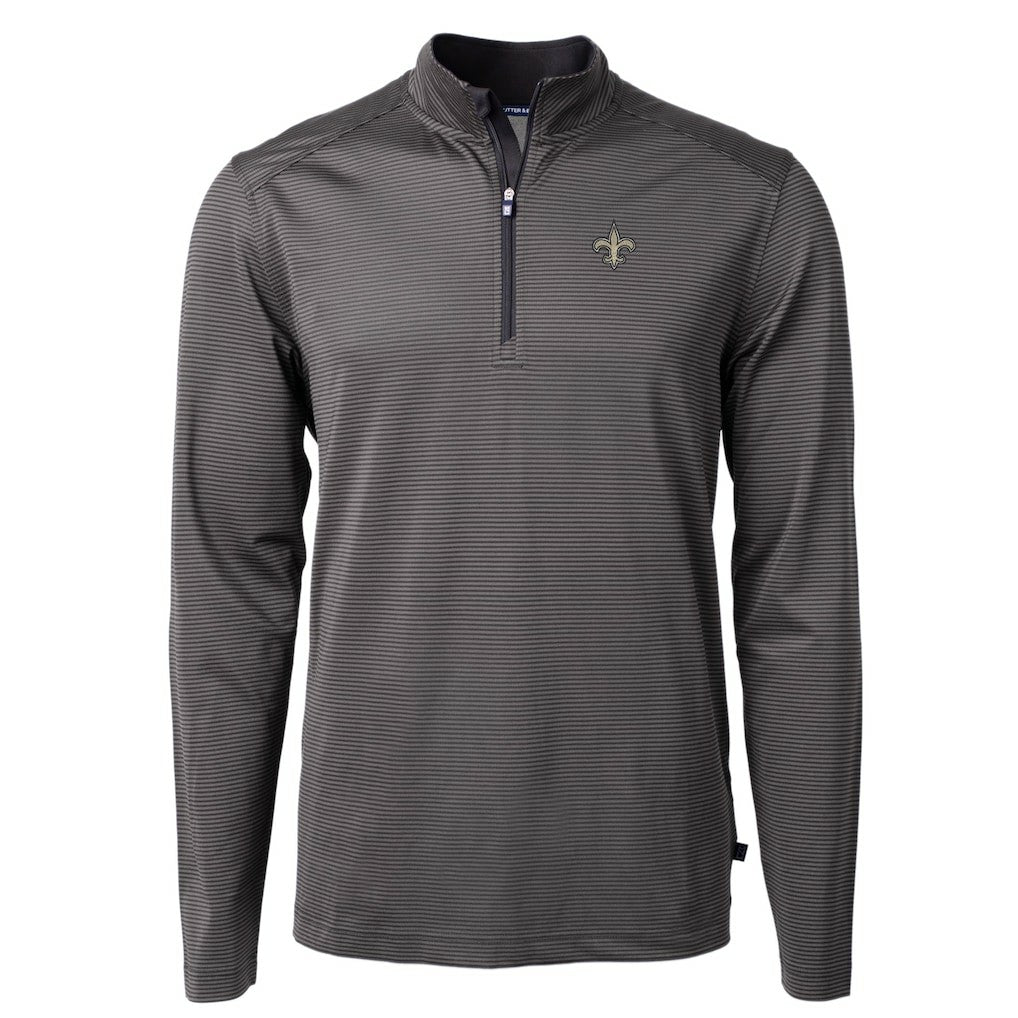 Cutter & Buck Virtue Eco Pique Micro Stripe Recycled Quarter-Zip Pullover Top - New Orleans Saints Pullover