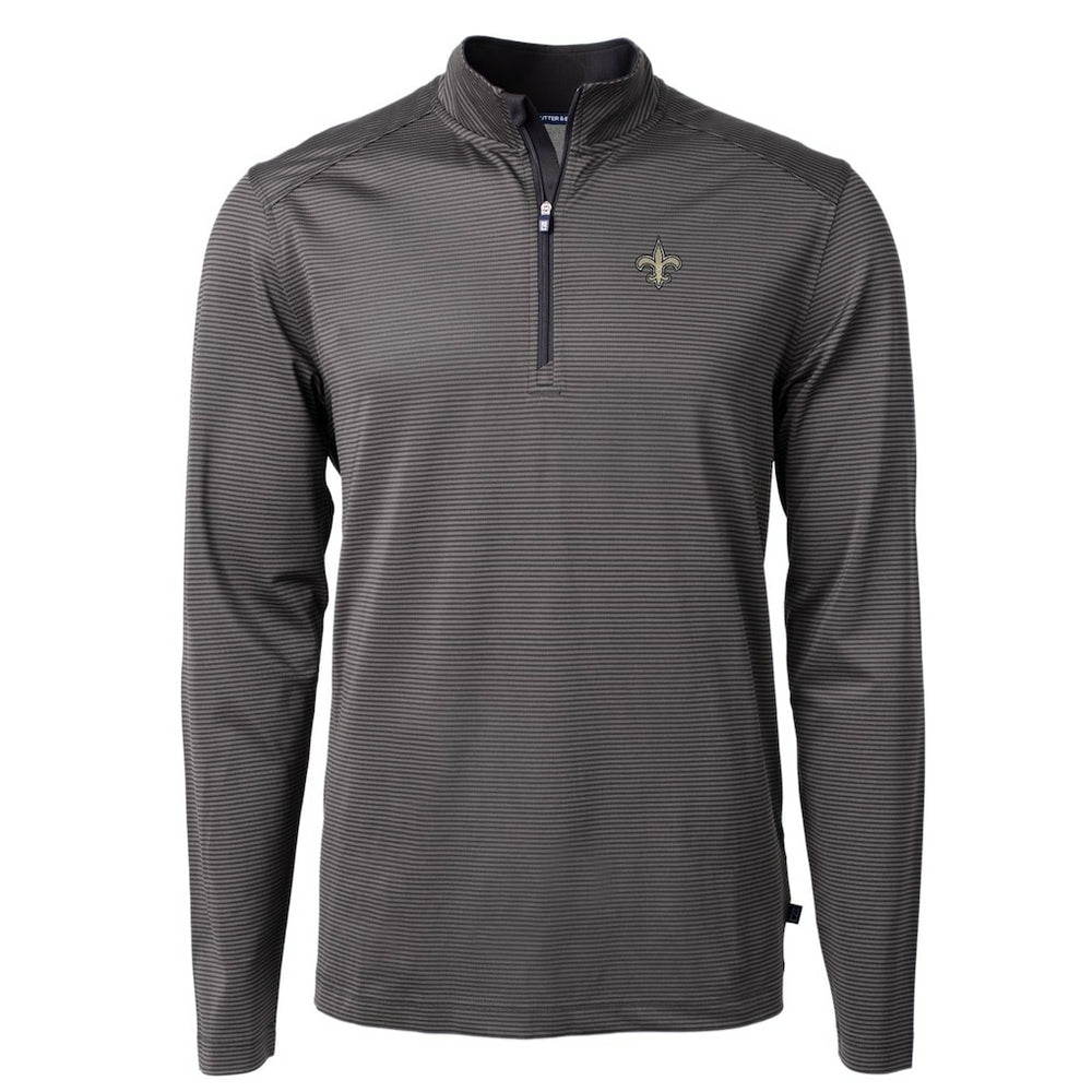 Cutter & Buck Virtue Eco Pique Micro Stripe Recycled Quarter-Zip Pullover Top - New Orleans Saints Pullover