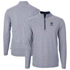 Cutter & Buck Virtue Eco Pique Micro Stripe Recycled Quarter-Zip Pullover Top - New Orleans Saints Pullover
