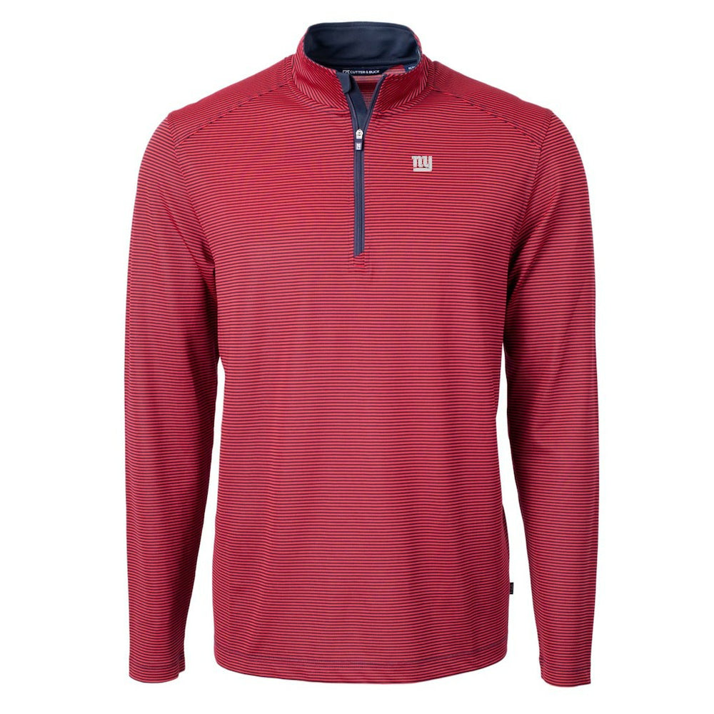 Cutter & Buck Virtue Eco Pique Micro Stripe Recycled Quarter-Zip Pullover Top - New York Giants Pullover