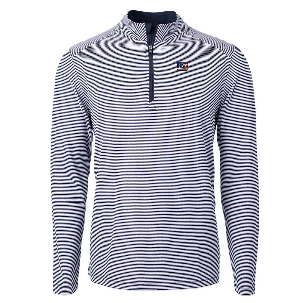 Cutter & Buck Virtue Eco Pique Micro Stripe Recycled Quarter-Zip Pullover Top - New York Giants Pullover