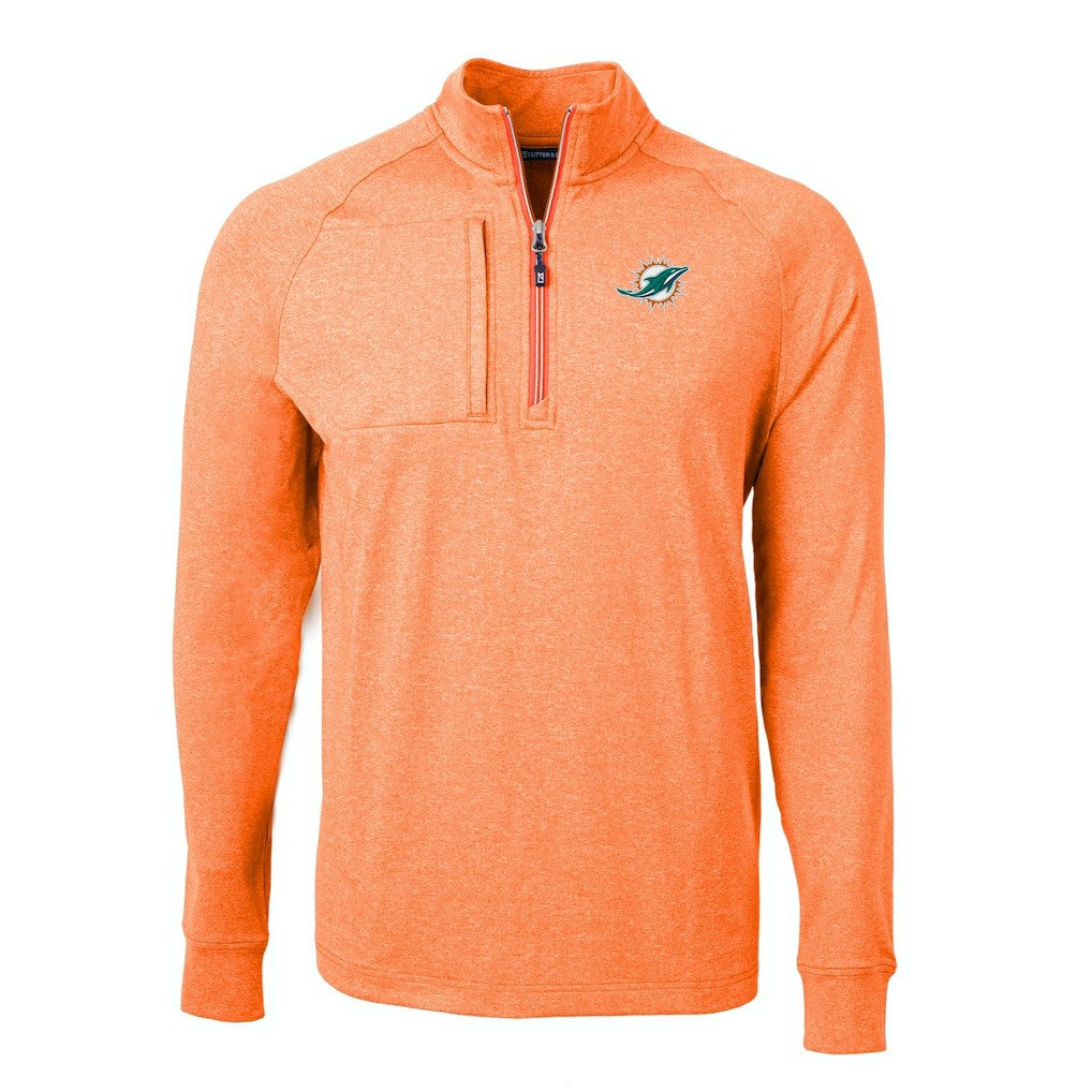 Cutter & Buck Adapt Eco Knit Quarter-Zip Pullover Top - Miami Dolphins Pullover