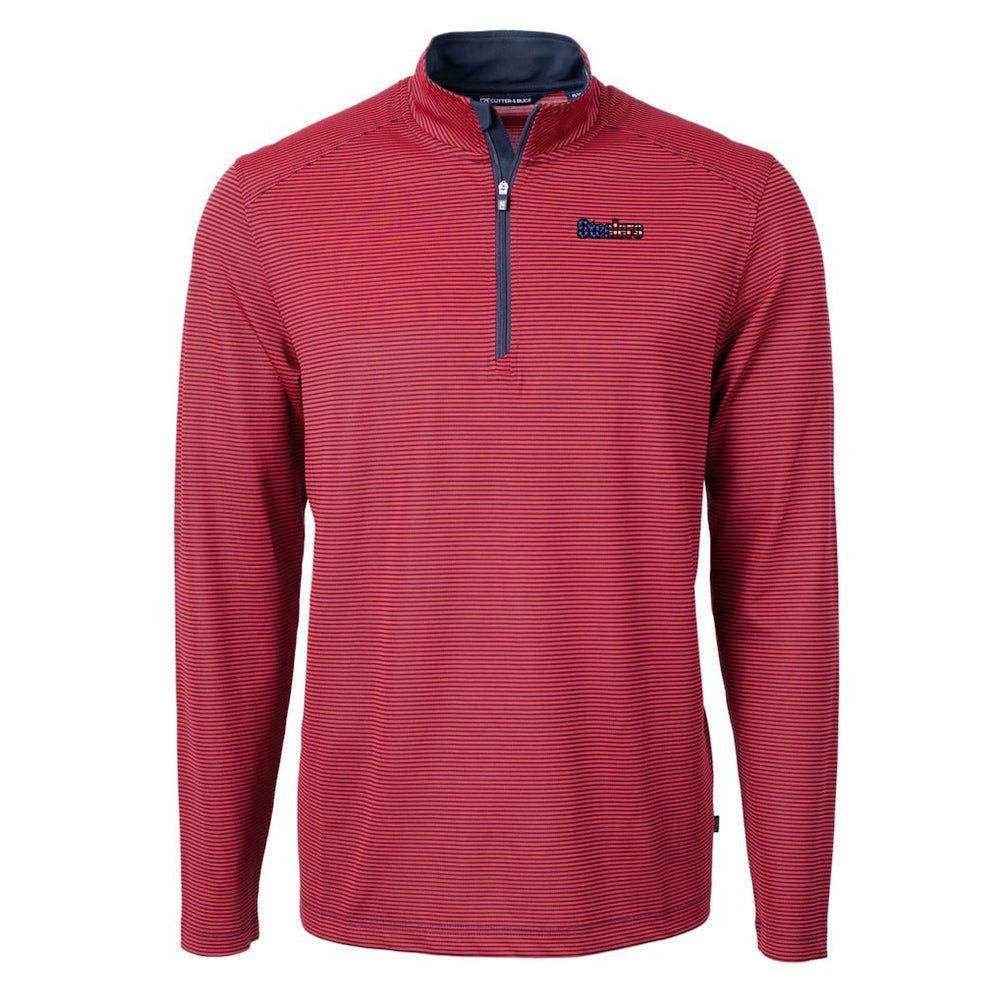 Cutter & Buck Virtue Eco Pique Micro Stripe Recycled Quarter-Zip Pullover Top - Pittsburgh Steelers Pullover