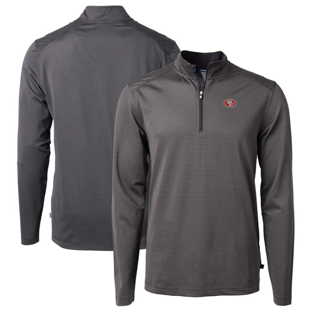 Cutter & Buck Virtue Eco Pique Micro Stripe Recycled Quarter-Zip Pullover Top - San Francisco 49ers Pullover