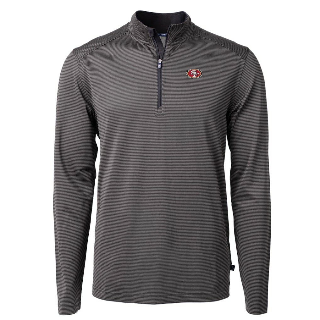 Cutter & Buck Virtue Eco Pique Micro Stripe Recycled Quarter-Zip Pullover Top - San Francisco 49ers Pullover