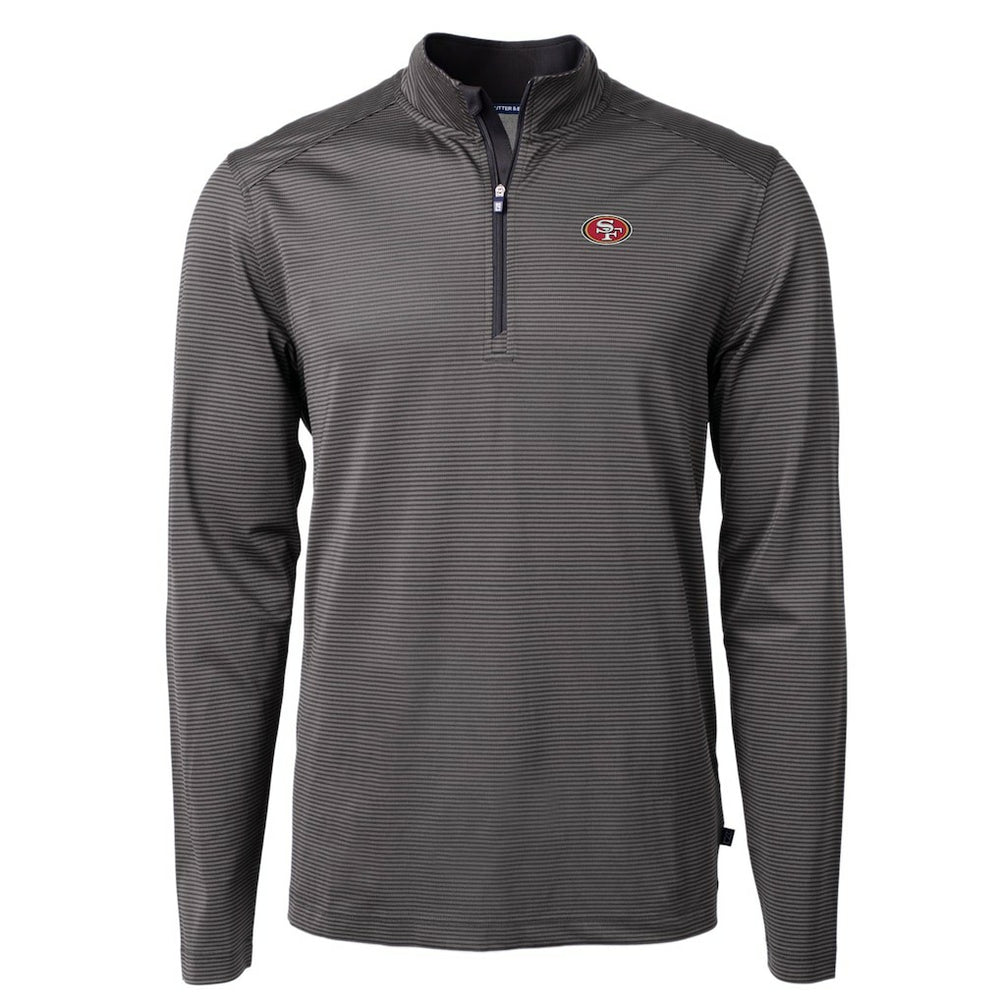 Cutter & Buck Virtue Eco Pique Micro Stripe Recycled Quarter-Zip Pullover Top - San Francisco 49ers Pullover