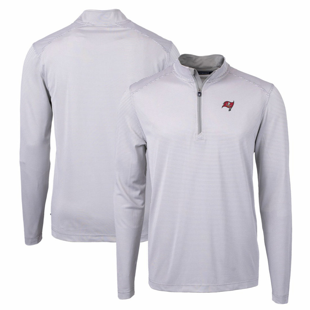 Cutter & Buck Virtue Eco Pique Micro Stripe Recycled Quarter-Zip Pullover Top - Tampa Bay Buccaneers Pullover