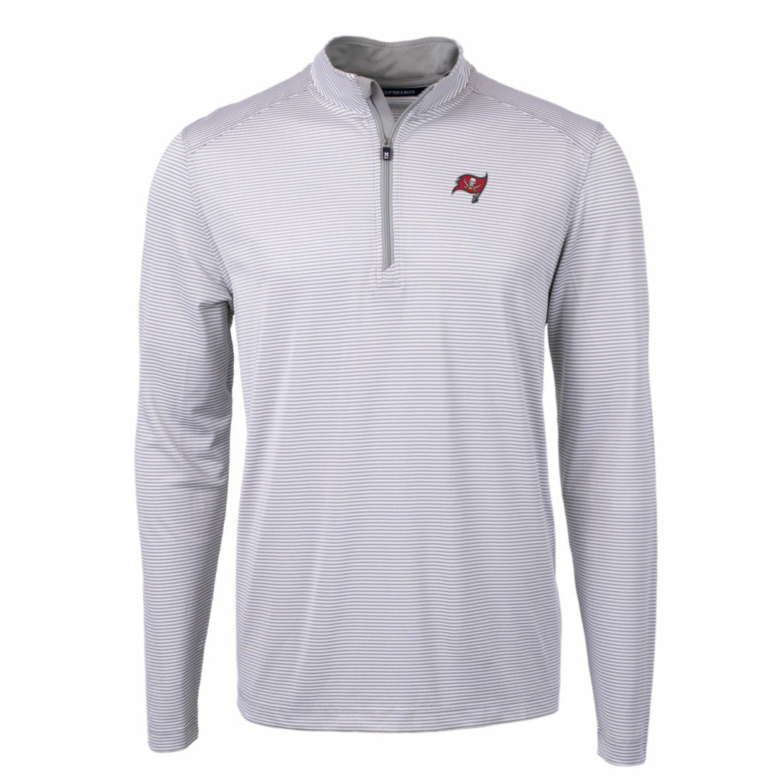 Cutter & Buck Virtue Eco Pique Micro Stripe Recycled Quarter-Zip Pullover Top - Tampa Bay Buccaneers Pullover