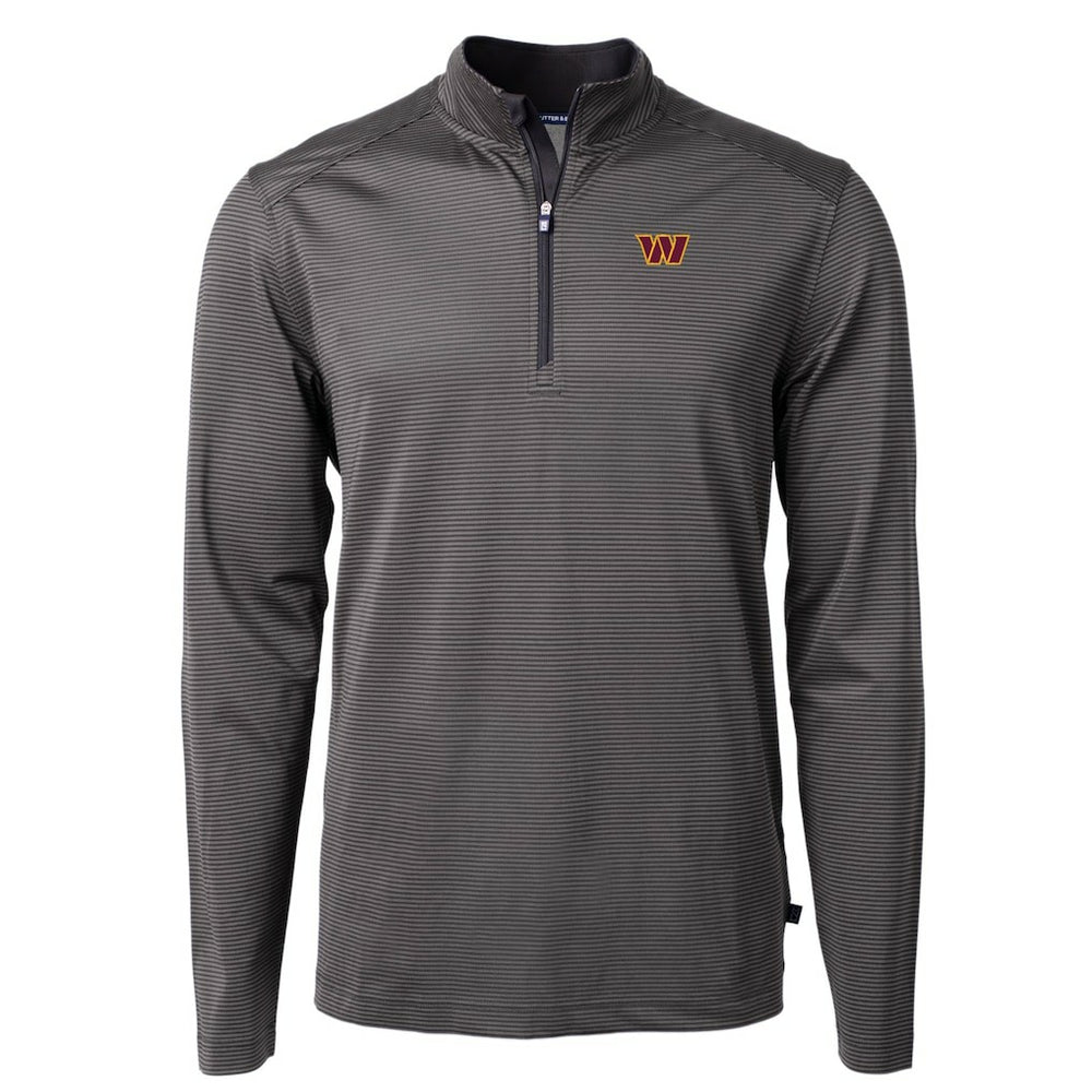 Cutter & Buck Virtue Eco Pique Micro Stripe Recycled Quarter-Zip Pullover Top - Washington Commanders Pullover