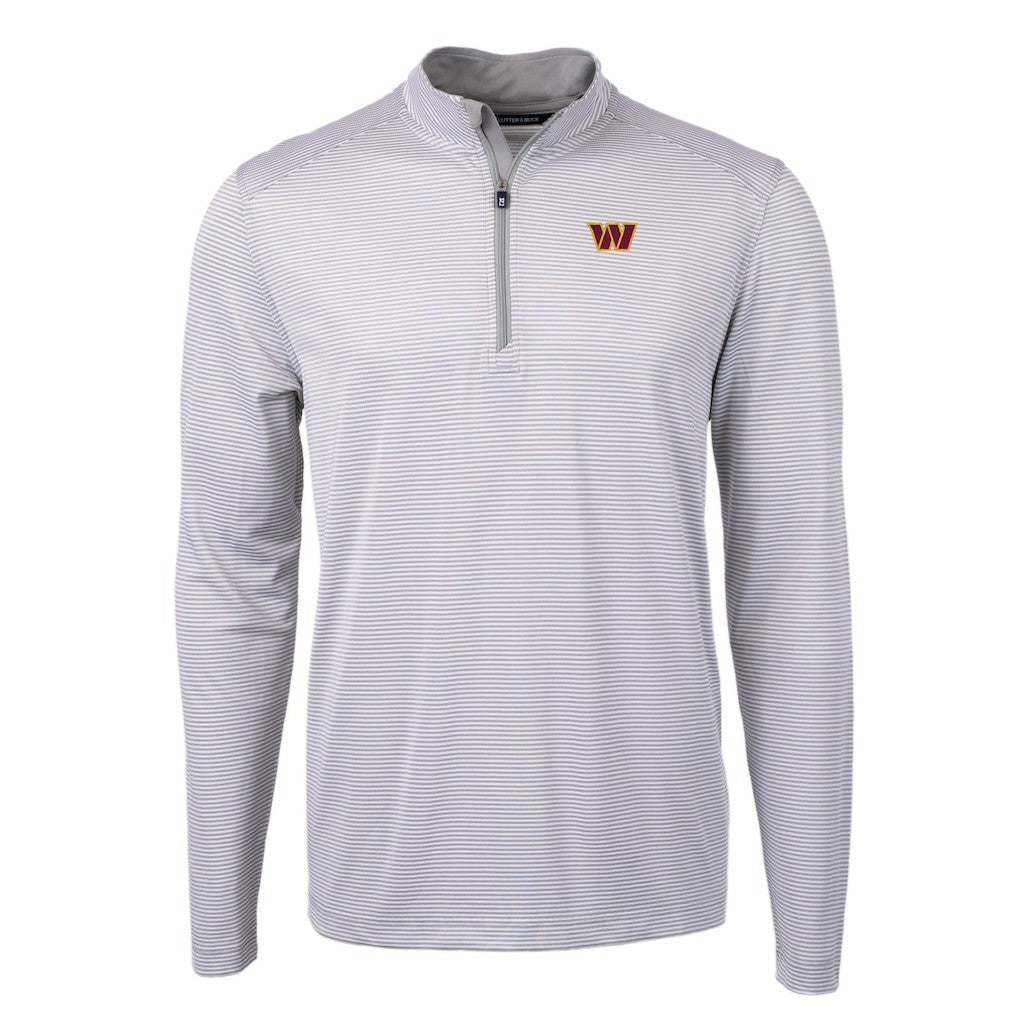 Cutter & Buck Virtue Eco Pique Micro Stripe Recycled Quarter-Zip Pullover Top - Washington Commanders Pullover