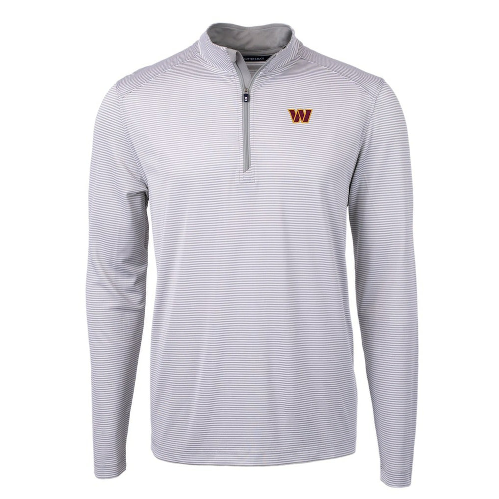 Cutter & Buck Virtue Eco Pique Micro Stripe Recycled Quarter-Zip Pullover Top - Washington Commanders Pullover
