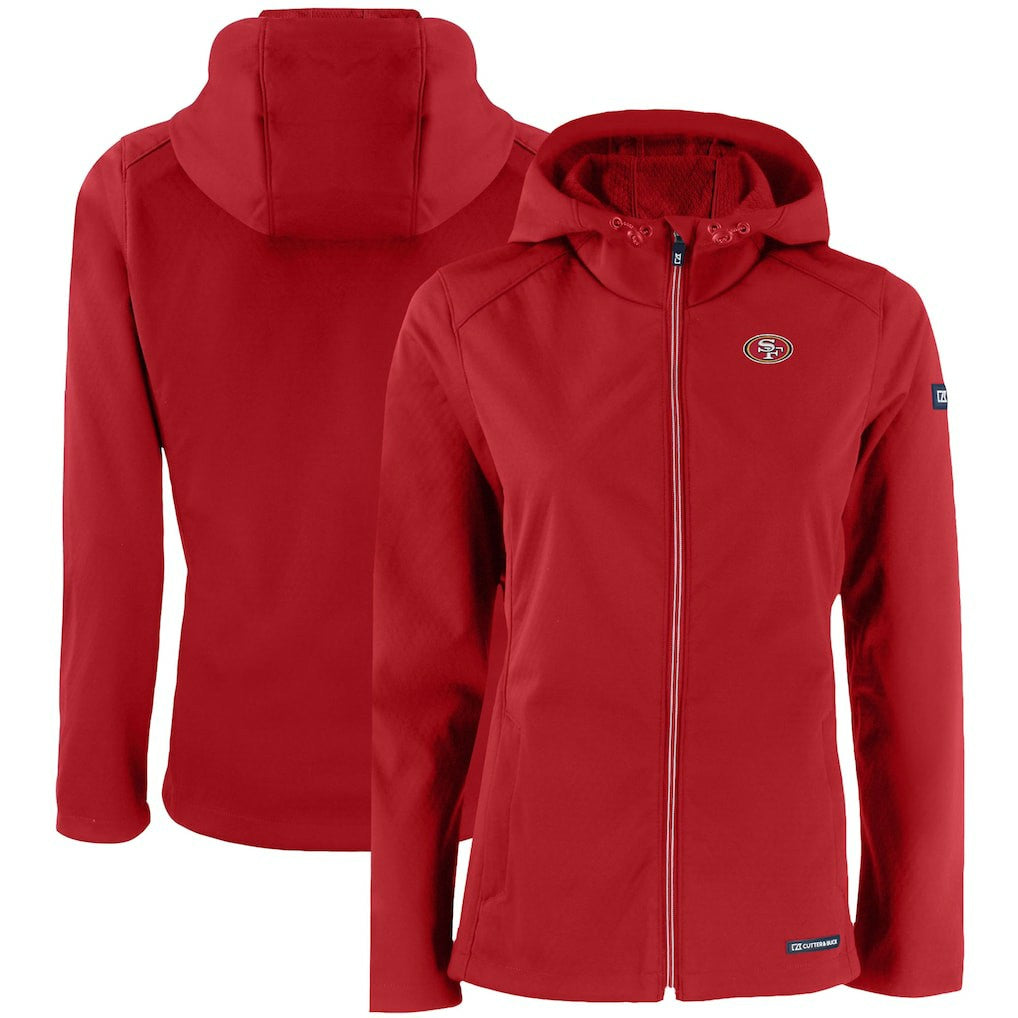 Cutter & Buck Women's Evoke Eco Softshell Recycled Full-Zip Hooded Jacket - San Francisco 49ers Jackets