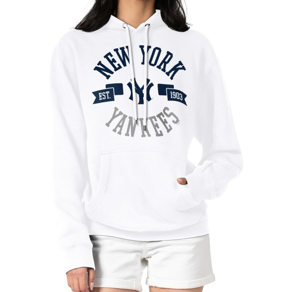 White New York Yankees G-III 4Her by Carl Banks Women's City Graphic Pullover Hoodie