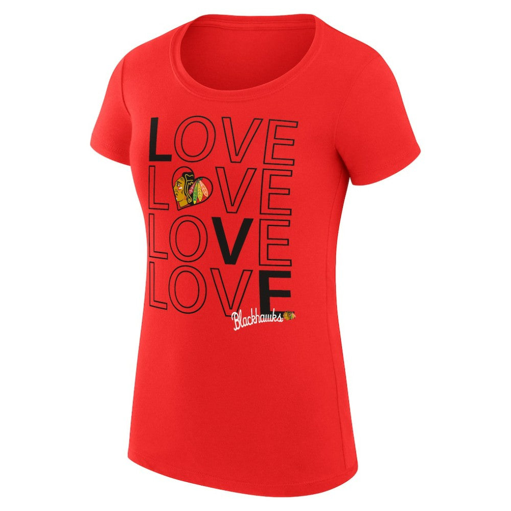 NHL Chicago Blackhawks G-III 4Her by Carl Banks Women's Super-Slim Fit Lightweight Hockey Love T-Shirt