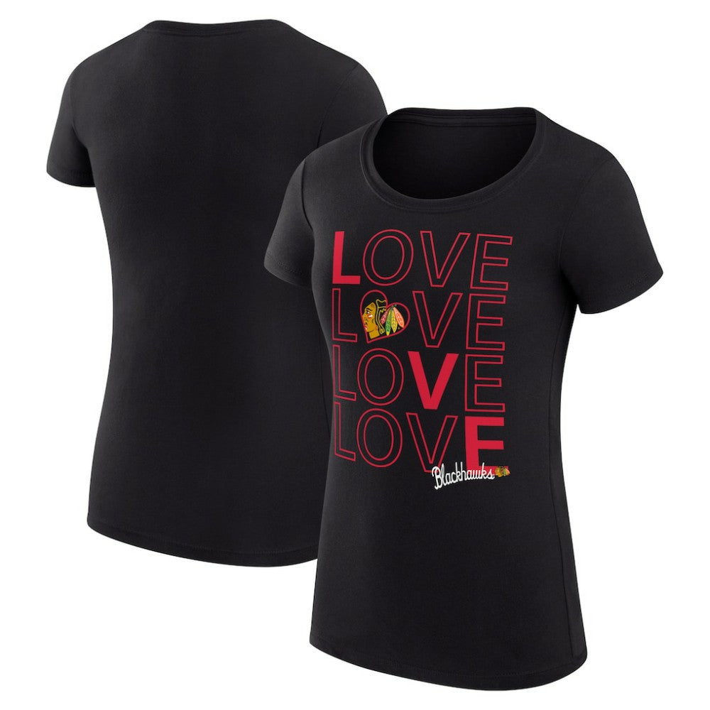 NHL Chicago Blackhawks G-III 4Her by Carl Banks Women's Super-Slim Fit Lightweight Hockey Love T-Shirt