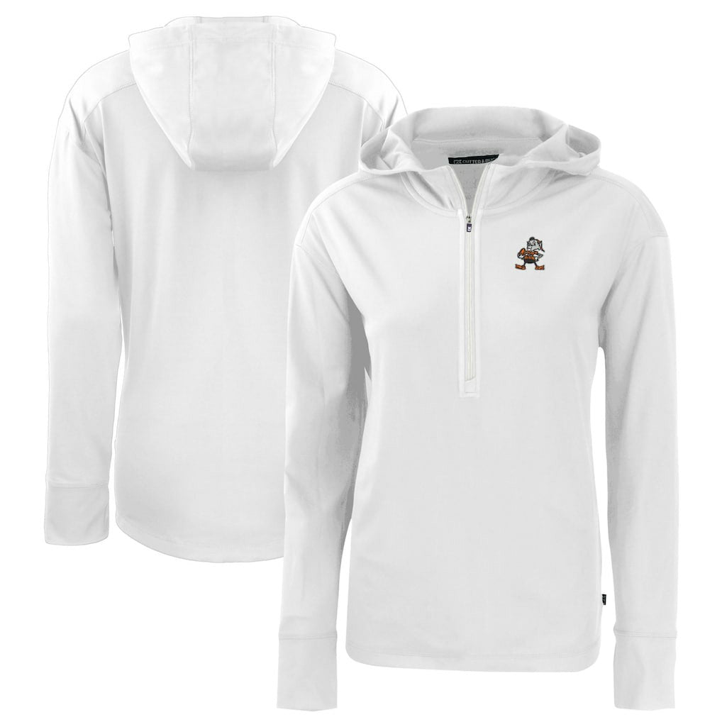 Cutter & Buck Women's Throwback Daybreak Eco Recycled Half-Zip Hoodie - Cleveland Browns Hoodies