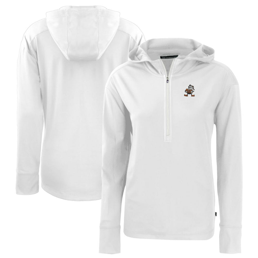 Cutter & Buck Women's Throwback Daybreak Eco Recycled Half-Zip Hoodie - Cleveland Browns Hoodies