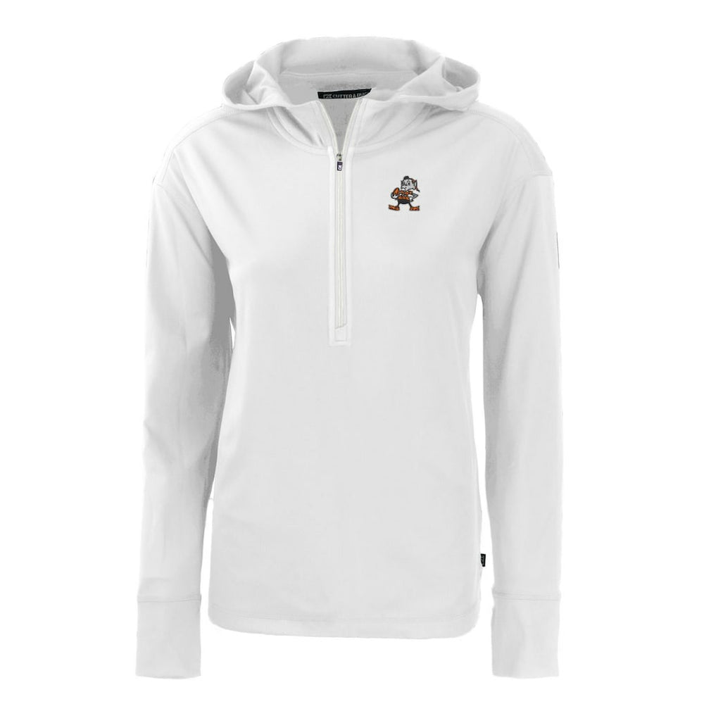 Cutter & Buck Women's Throwback Daybreak Eco Recycled Half-Zip Hoodie - Cleveland Browns Hoodies