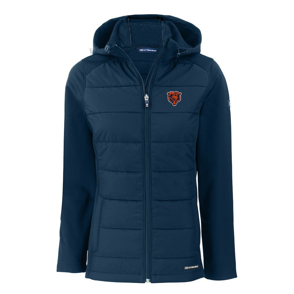 Cutter & Buck Women's Throwback Evoke Hybrid Eco Softshell Recycled Full-Zip Hoodie Jacket - Chicago Bears Hoodies
