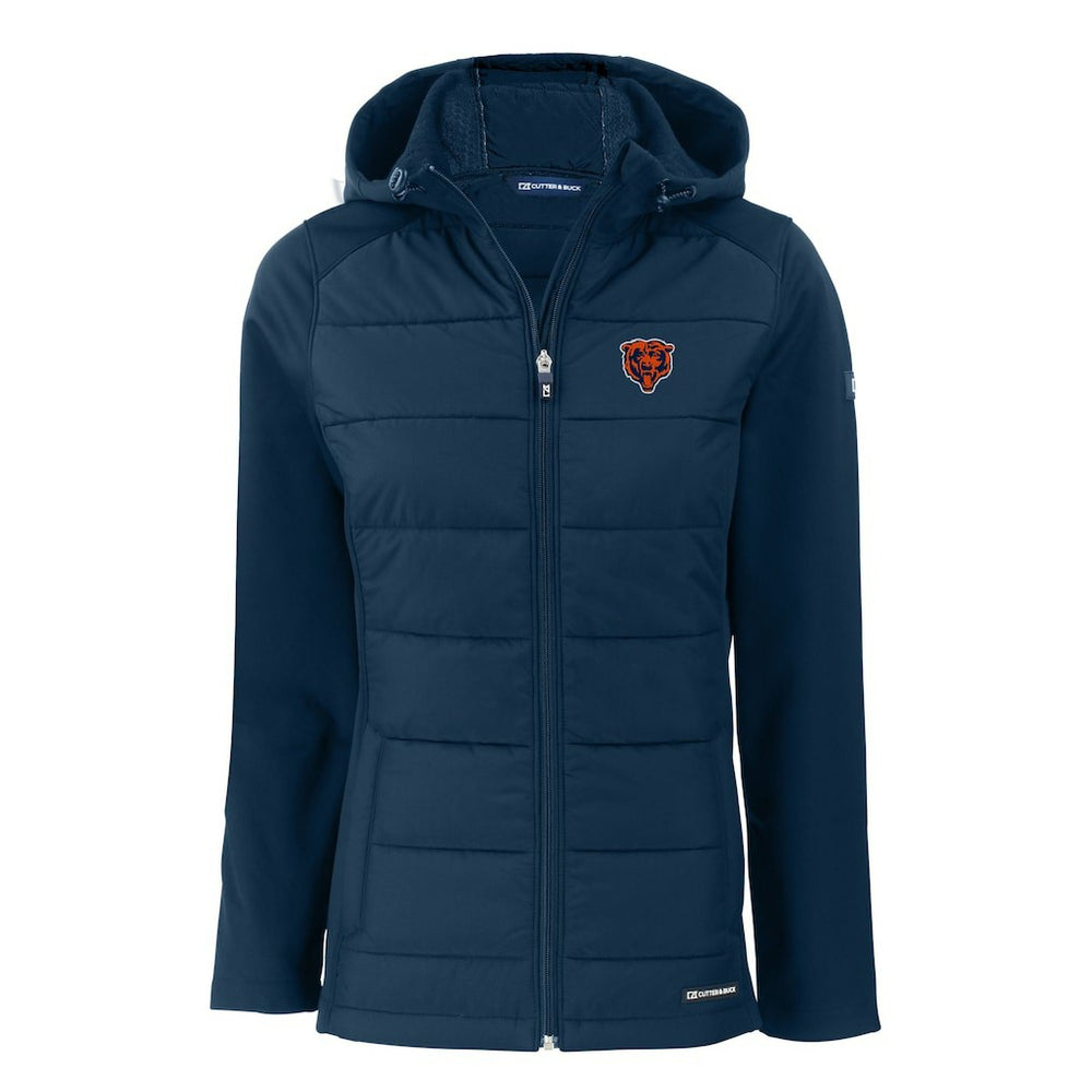 Cutter & Buck Women's Throwback Evoke Hybrid Eco Softshell Recycled Full-Zip Hoodie Jacket - Chicago Bears Hoodies