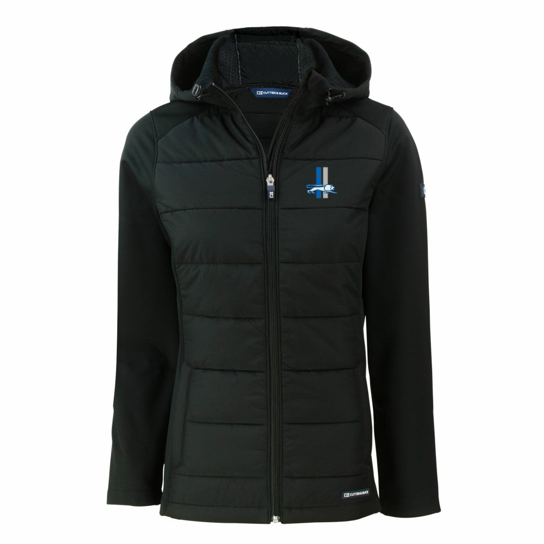 Cutter & Buck Women's Throwback Evoke Hybrid Eco Softshell Recycled Full-Zip Hoodie Jacket - Detroit Lions Hoodies
