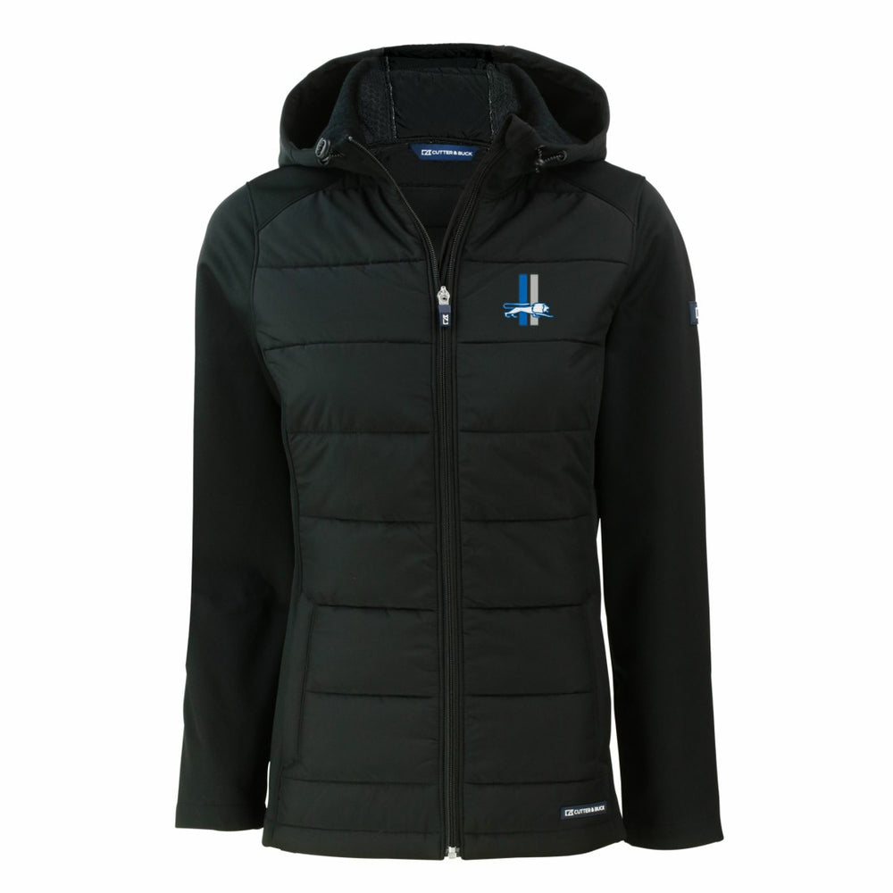 Cutter & Buck Women's Throwback Evoke Hybrid Eco Softshell Recycled Full-Zip Hoodie Jacket - Detroit Lions Hoodies