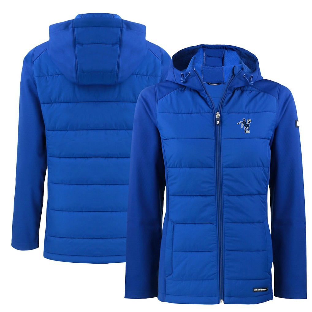 Cutter & Buck Women's Throwback Evoke Hybrid Eco Softshell Recycled Full-Zip Hoodie Jacket - Indianapolis Colts Hoodies
