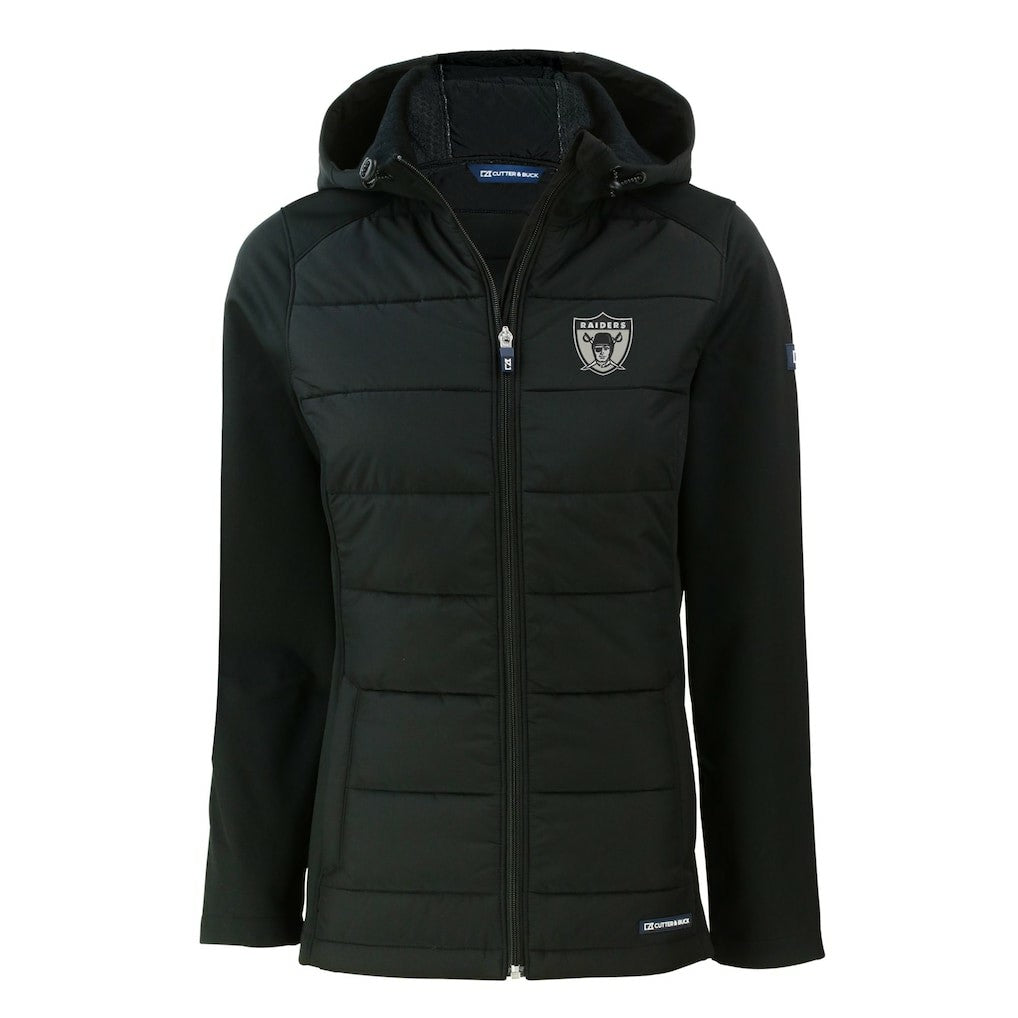 Cutter & Buck Women's Throwback Evoke Hybrid Eco Softshell Recycled Full-Zip Hoodie Jacket - Las Vegas Raiders Hoodies