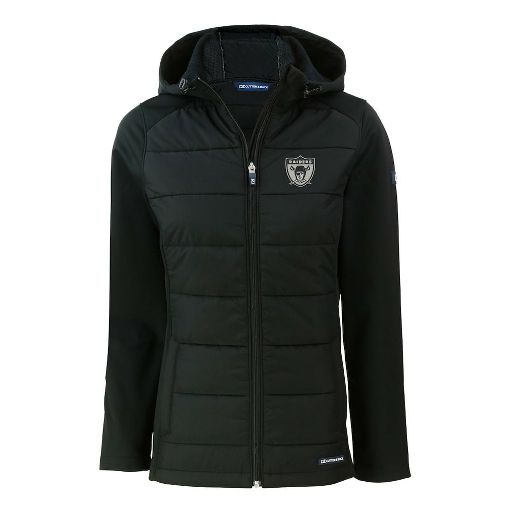 Cutter & Buck Women's Throwback Evoke Hybrid Eco Softshell Recycled Full-Zip Hoodie Jacket - Las Vegas Raiders Hoodies