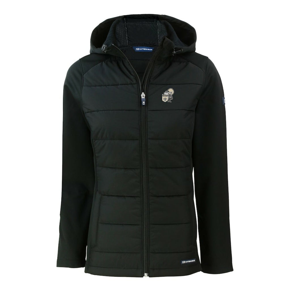 Cutter & Buck Women's Throwback Evoke Hybrid Eco Softshell Recycled Full-Zip Hoodie Jacket - New Orleans Saints Hoodies