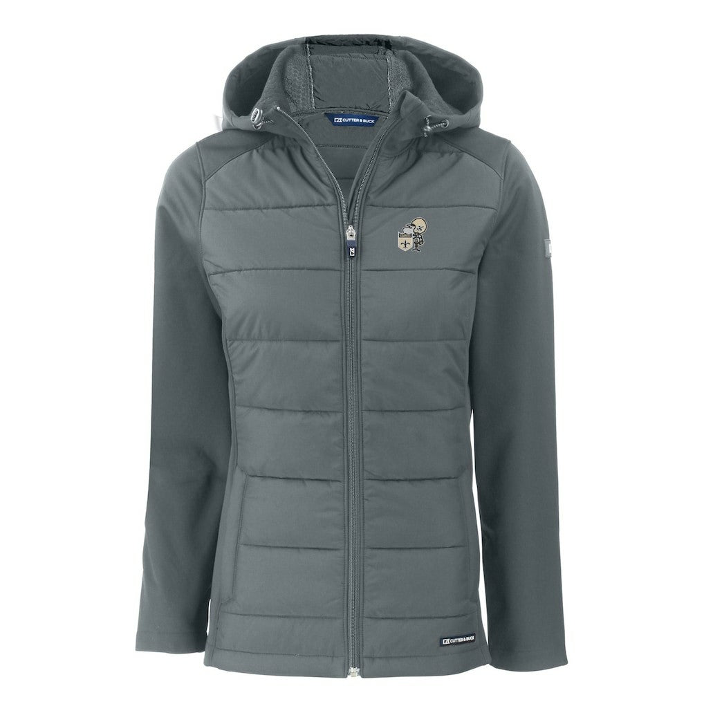 Cutter & Buck Women's Throwback Evoke Hybrid Eco Softshell Recycled Full-Zip Hoodie Jacket - New Orleans Saints Hoodies