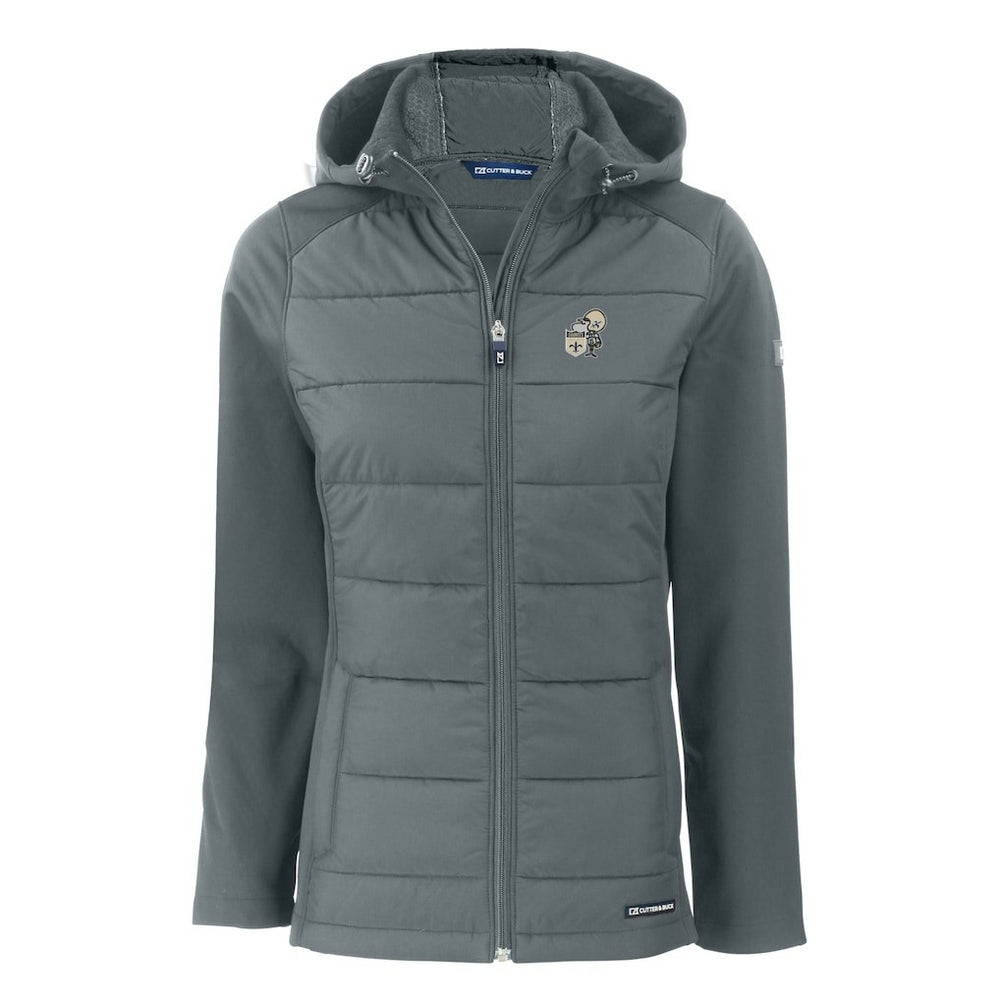 Cutter & Buck Women's Throwback Evoke Hybrid Eco Softshell Recycled Full-Zip Hoodie Jacket - New Orleans Saints Hoodies