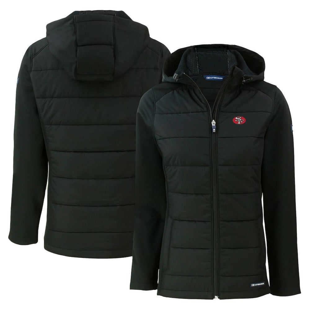Cutter & Buck Women's Throwback Evoke Hybrid Eco Softshell Recycled Full-Zip Hoodie Jacket - San Francisco 49ers Hoodies