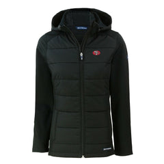 Cutter & Buck Women's Throwback Evoke Hybrid Eco Softshell Recycled Full-Zip Hoodie Jacket - San Francisco 49ers Hoodies