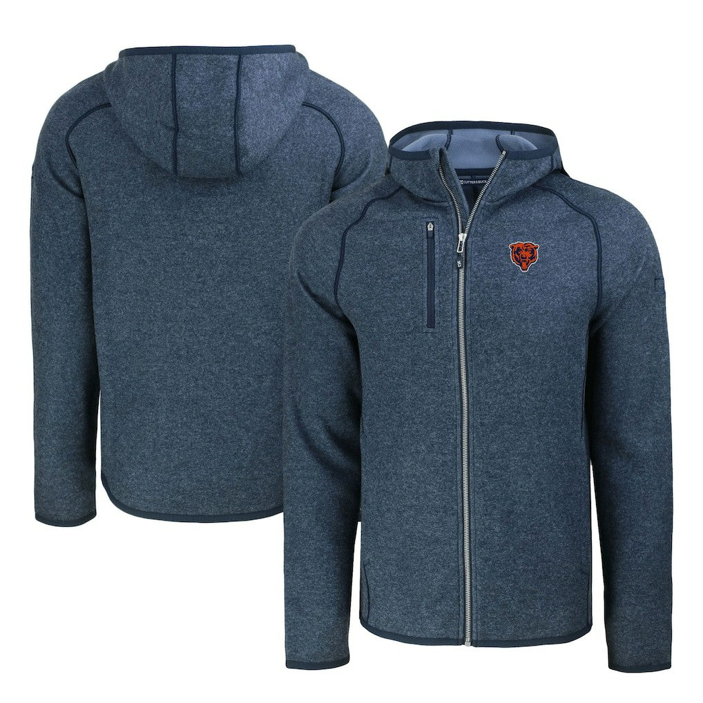 Cutter & Buck Throwback Mainsail Sweater-Knit Full-Zip Hoodie - Chicago Bears Hoodies