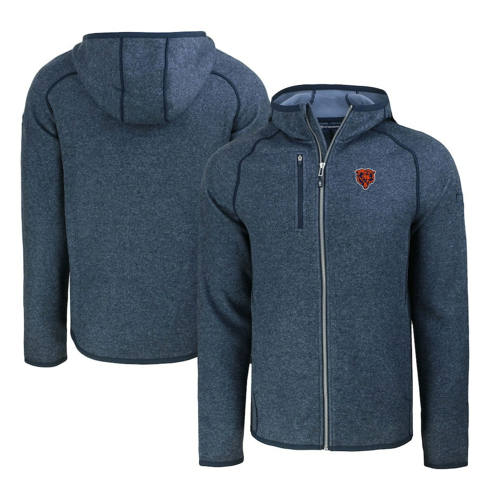 Cutter & Buck Throwback Mainsail Sweater-Knit Full-Zip Hoodie - Chicago Bears Hoodies