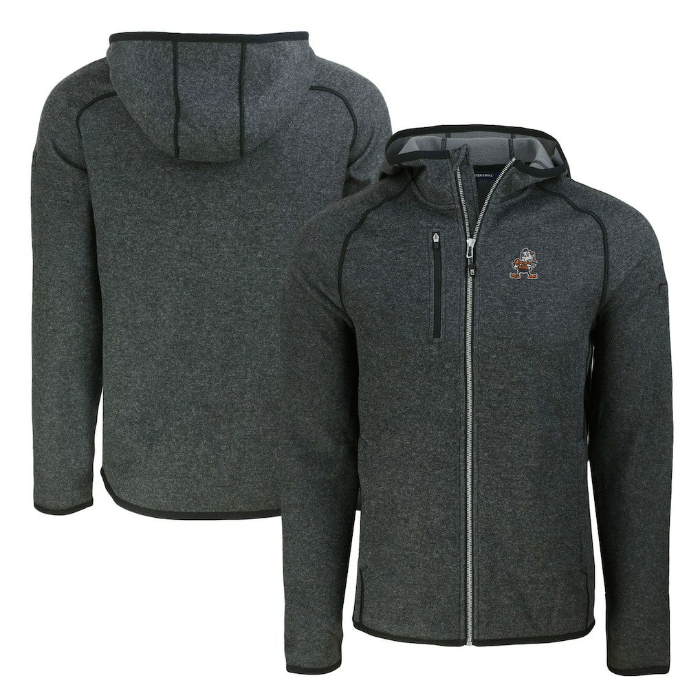Cutter & Buck Throwback Mainsail Sweater-Knit Full-Zip Hoodie - Cleveland Browns Hoodies